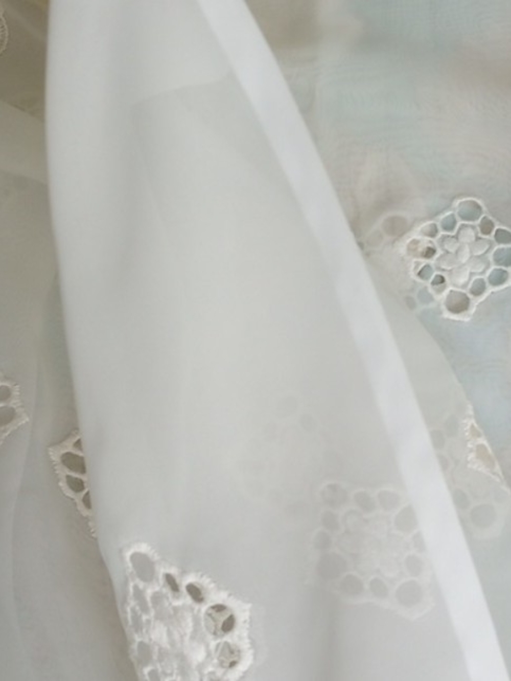 Ivory-White Lace Eyelet 167" Wide / 83" Long Sheer Curtain Panel - Picture 5 of 13